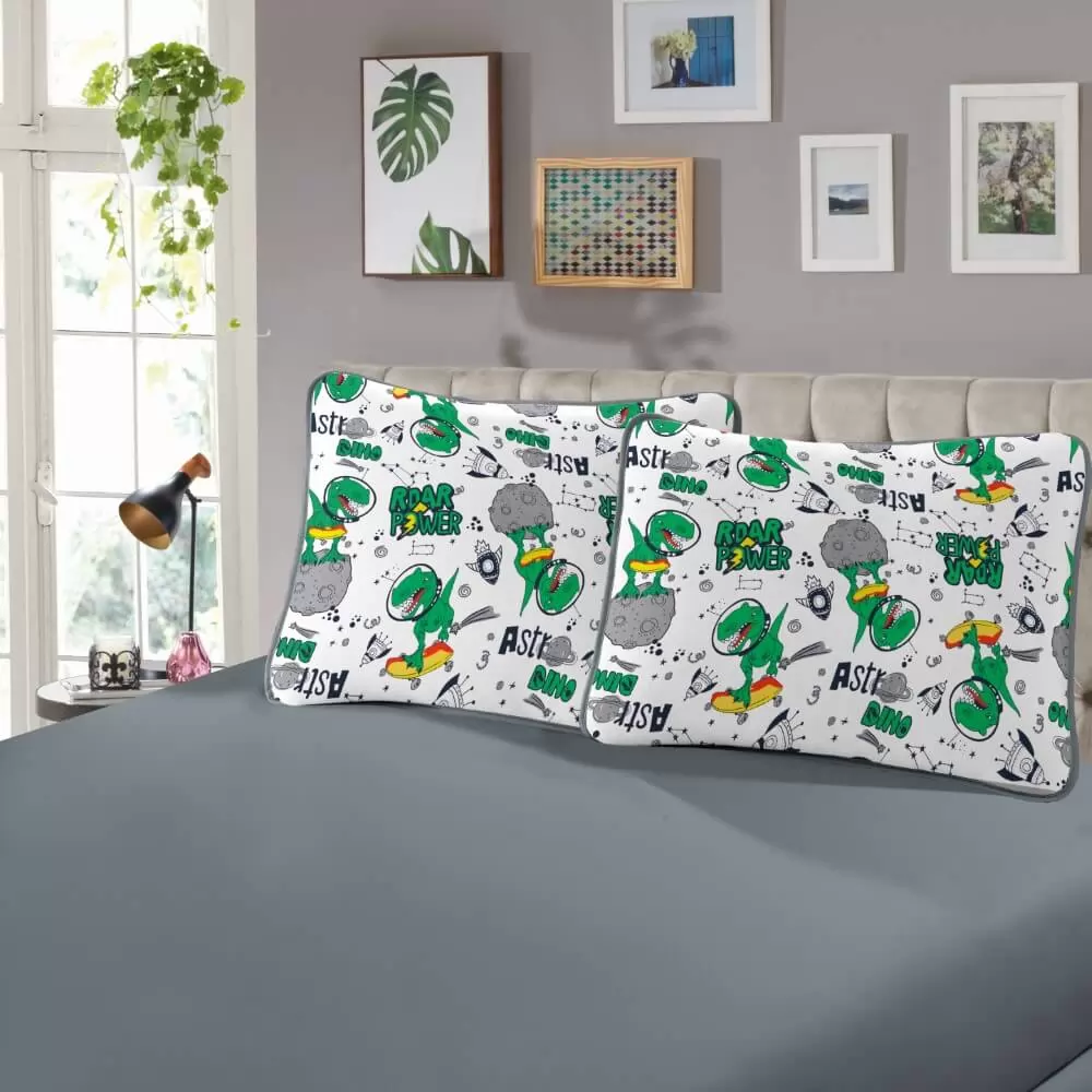 JOGO DE LENÇOL CONFORT KIDS MALHA FIO 30/1|SOLTEIRO 30| 100%ALG - ASTRODINO/CINZA