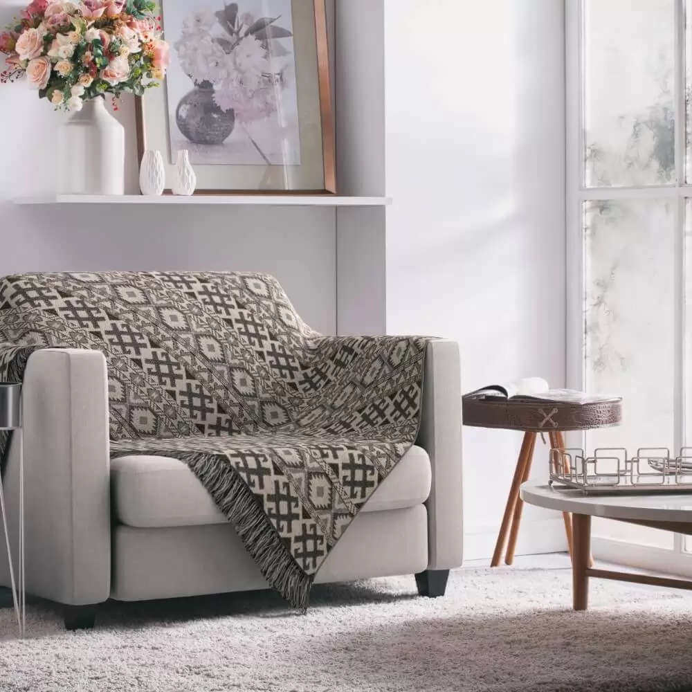 MANTA P/ SOFÁ JACQUARD CASABLANCA - INDIANO 170X140|ADOMES| 53%ALG/47% POL - CASTOR
