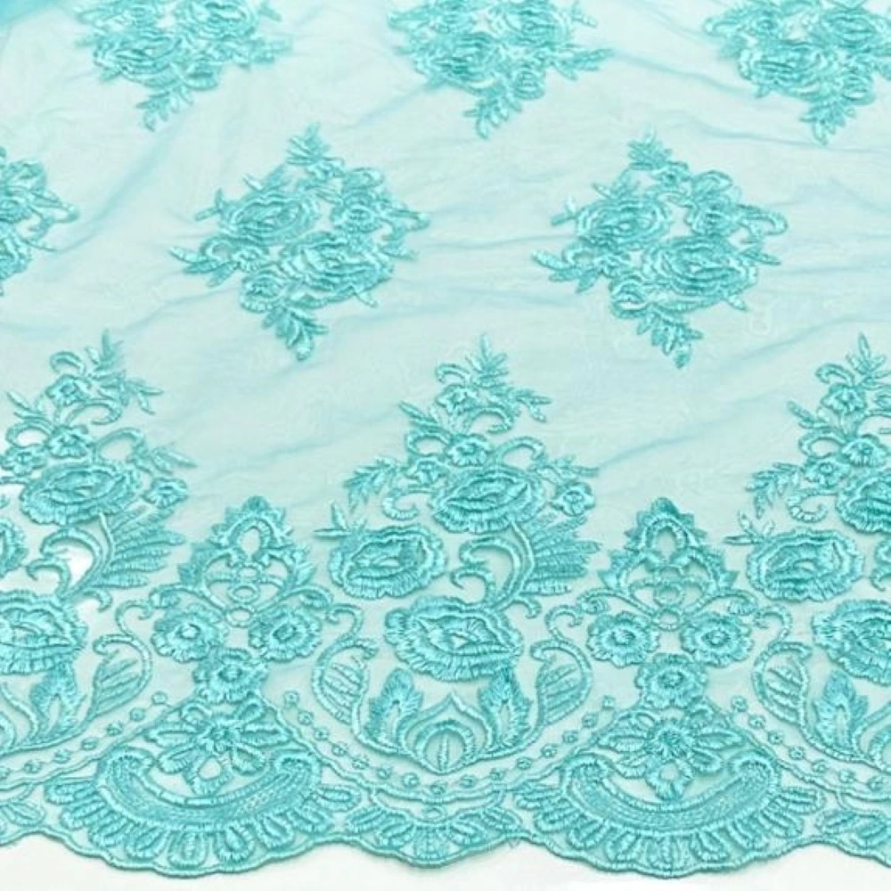 TULE BORDADO  |RENDA| - 100%POL - AZUL TIFFANY (6584)