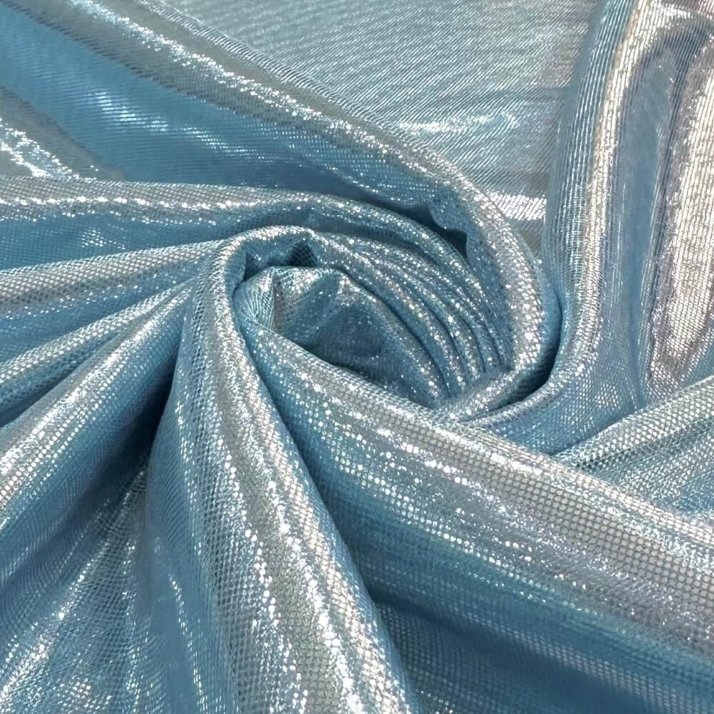 TECIDO MALHA LAMÊ - 100cmX150cmL -  100% POL - AZUL