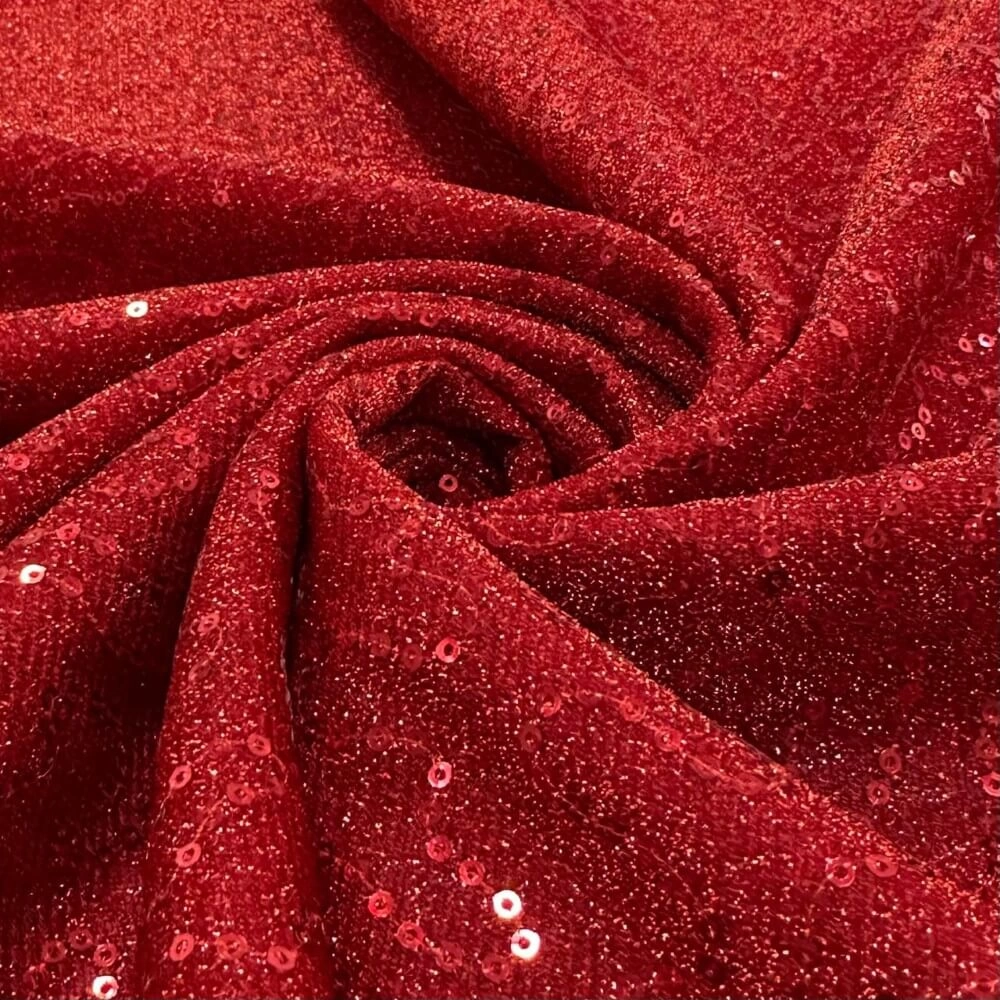 TECIDO PAETÊ LUX - 147L/100%POL -VERMELHO (04103)
