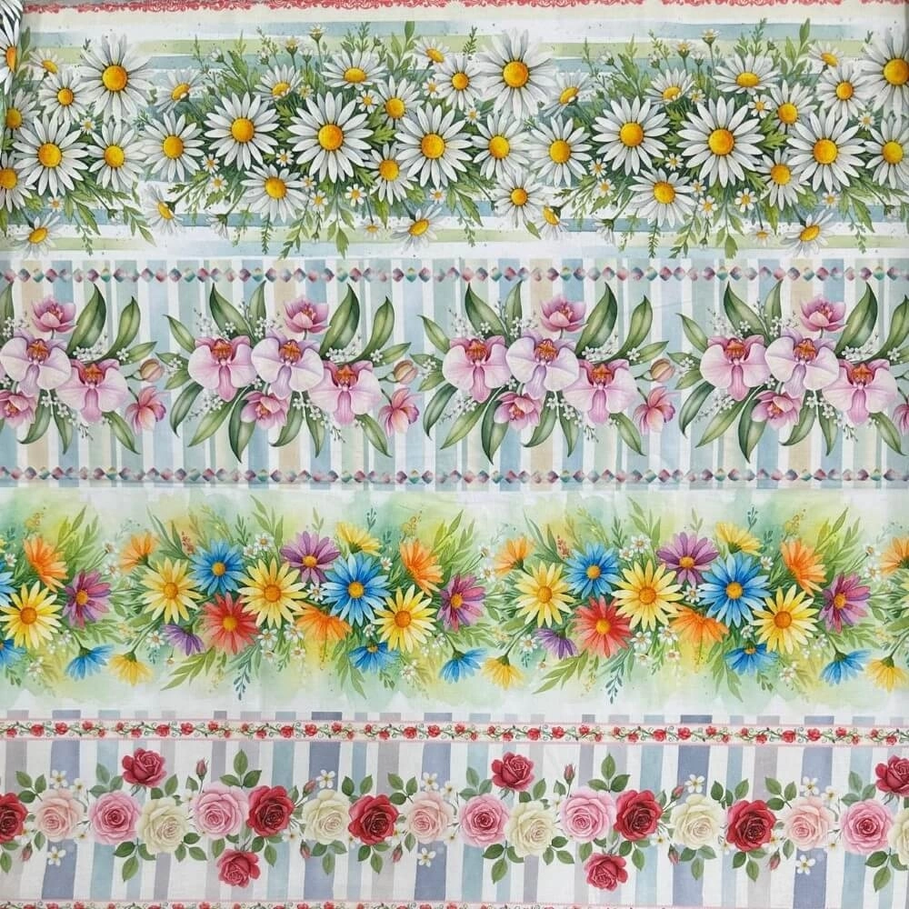 TRICOLINE FLORAL DIGITAL-BARRADO FAIXA -100cmX150cmL-100%ALG