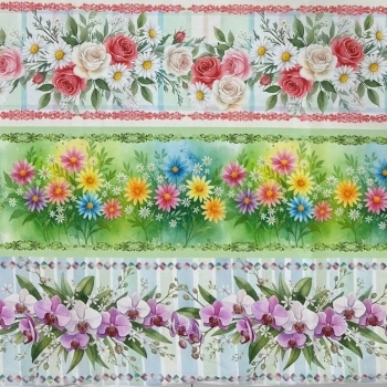 TRICOLINE FLORAL DIGITAL-BARRADO FAIXA -100cmX150cmL-100%ALG