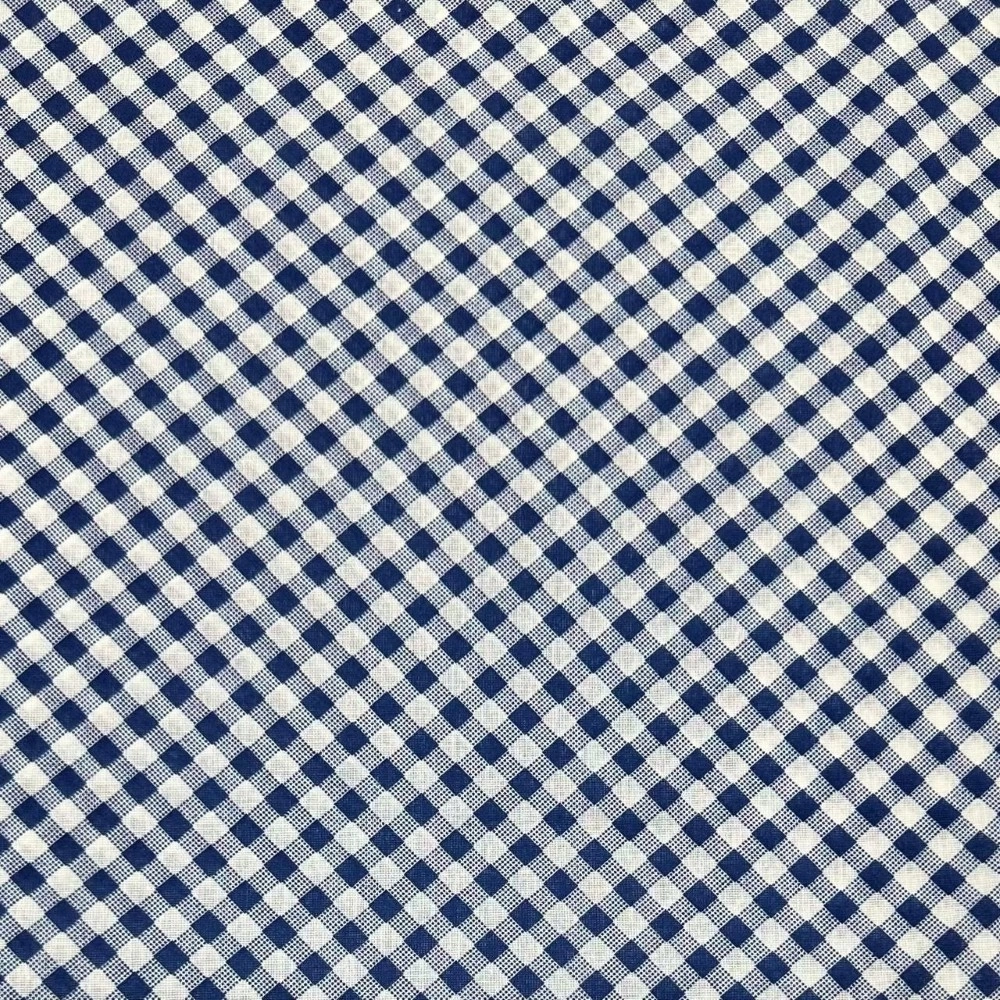 TECIDO POPELINE XADREZ  -100cmX140cm-100%ALG - MARINHO