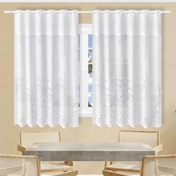 RENDA CORTINA VARÃO TULIPAS-100cmX130cm+30cm -BRANCA